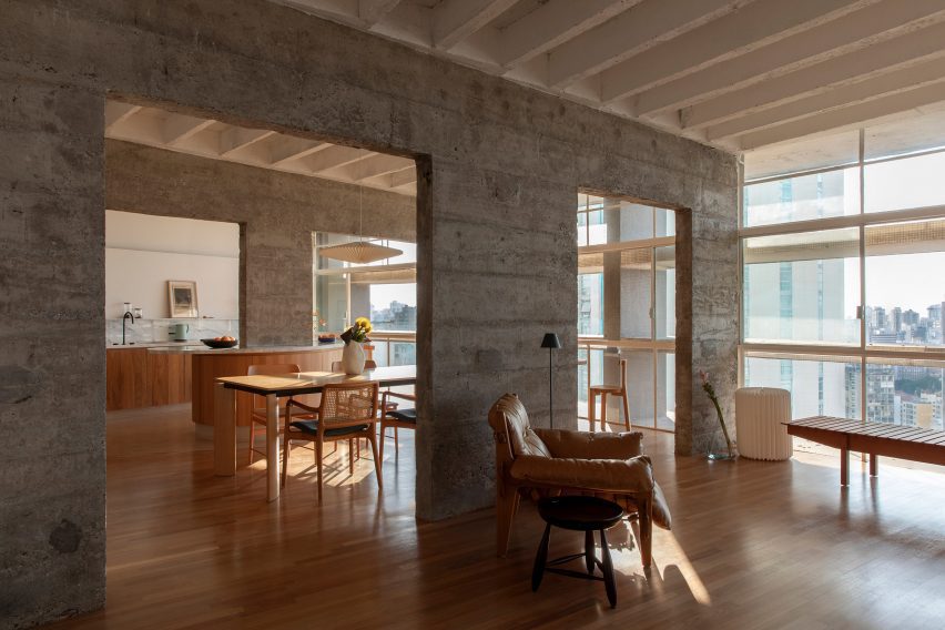 Oscar Niemeyer'in Copan binasındaki dairenin iç kısmı