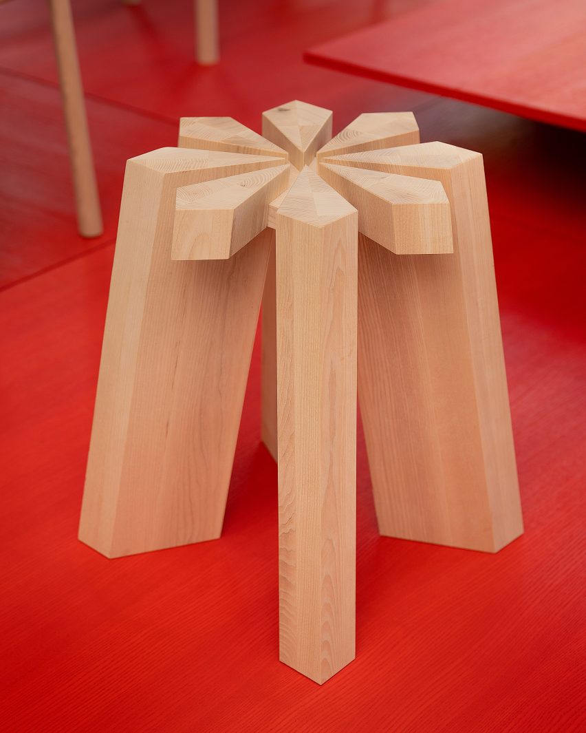 Wooden stool with star-shaped seat
