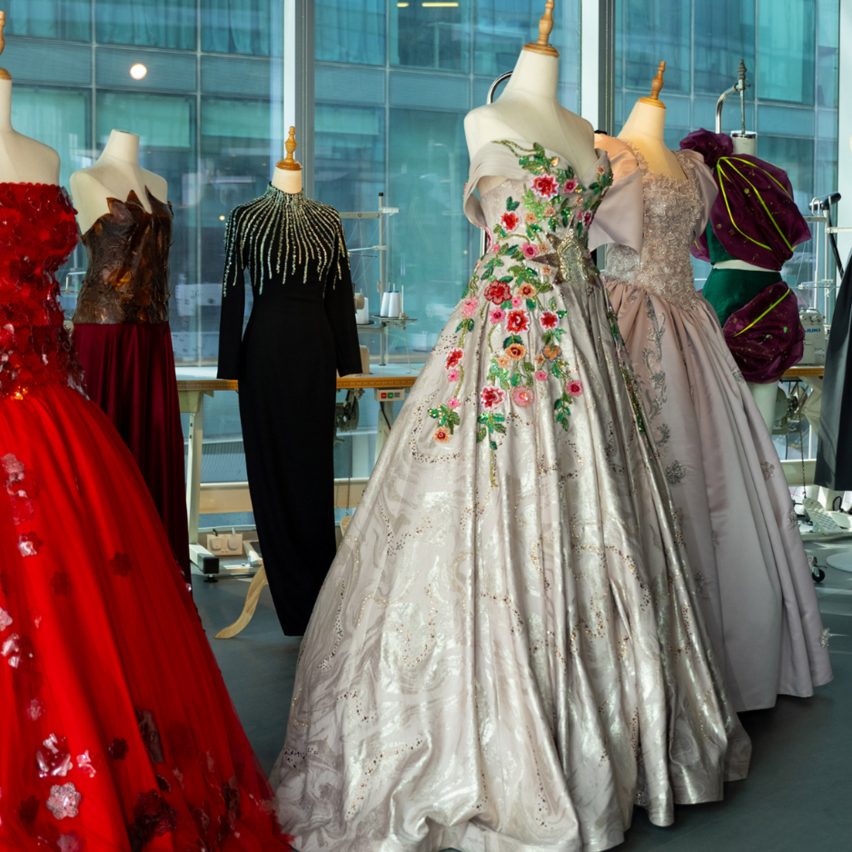 mannequins with ballgowns on them