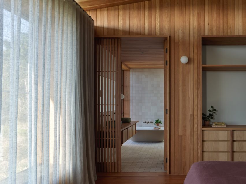 Bedroom interior at Mango Lane house in New South Wales