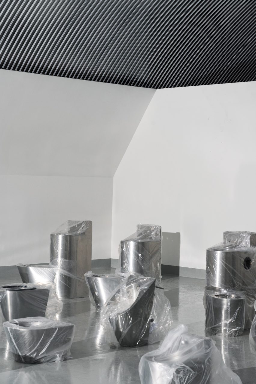 Prison sanitary ware in exhibition by Dropcity at Milan design week 2025