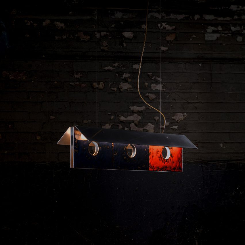 Kwangho Lee pairs aluminium with enamel in Bolda pendant for Lambert & Fils