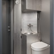 Bathroom clad in metal