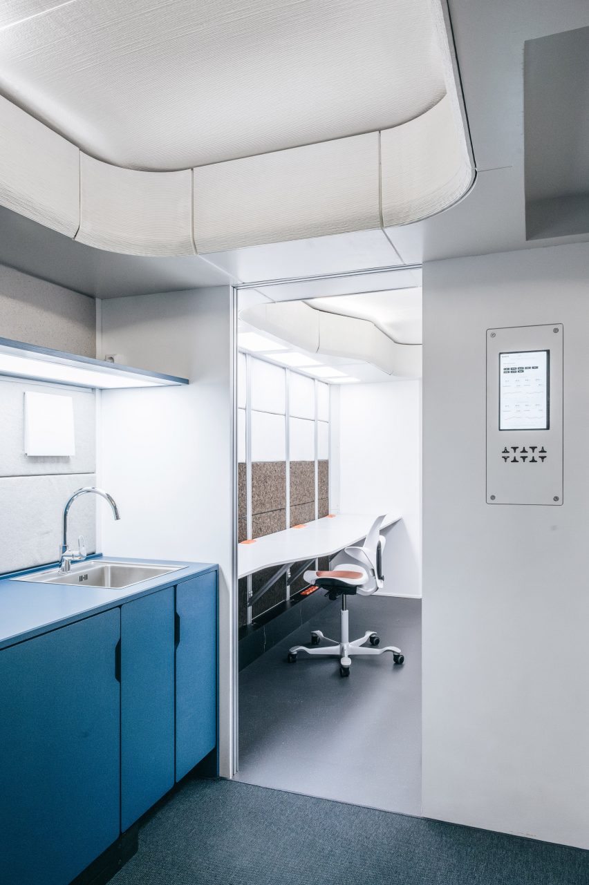 A lab in a storage unit habitat
