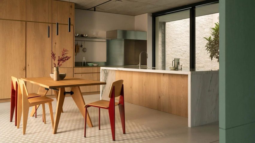 Lake Como villa dining space and kitchen