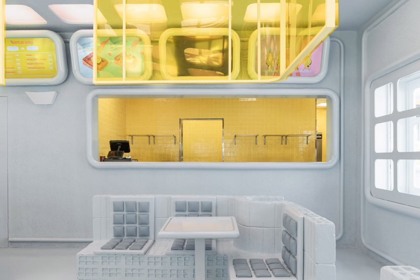 View of ordering area within Novu Waffle restaurant
