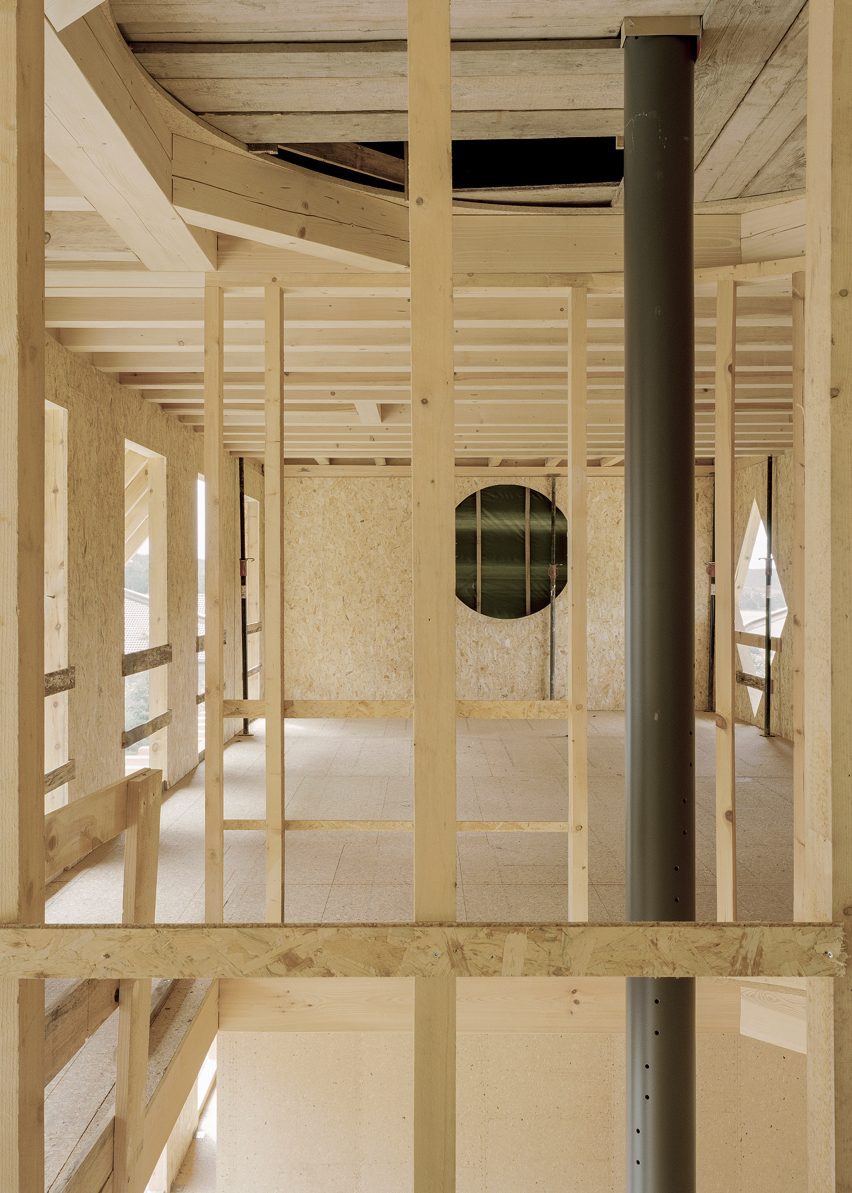 Interior of a timber education building in Bavaria