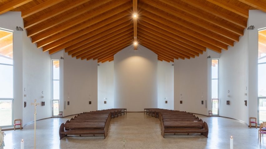 Interior of Narac Church in Albania by Arkpro Studio