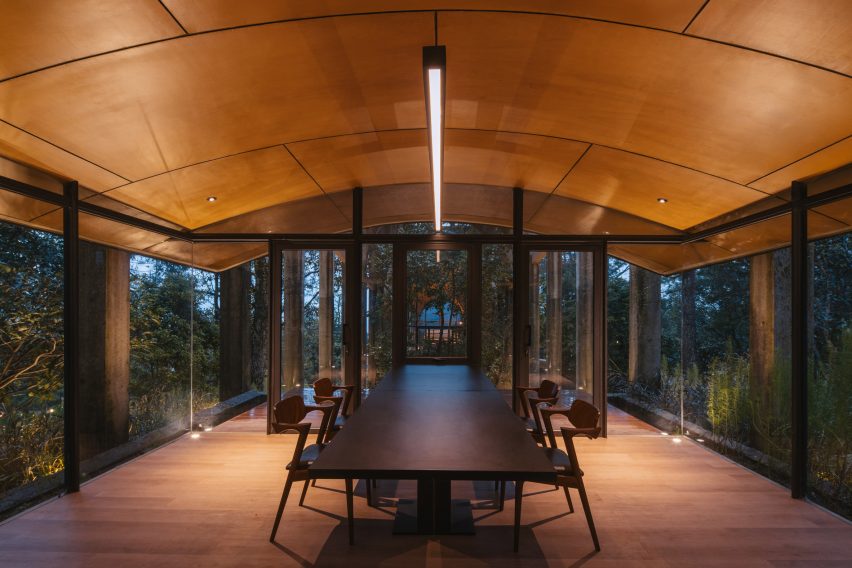 Seating space within religious retreat designed by RAD+ar