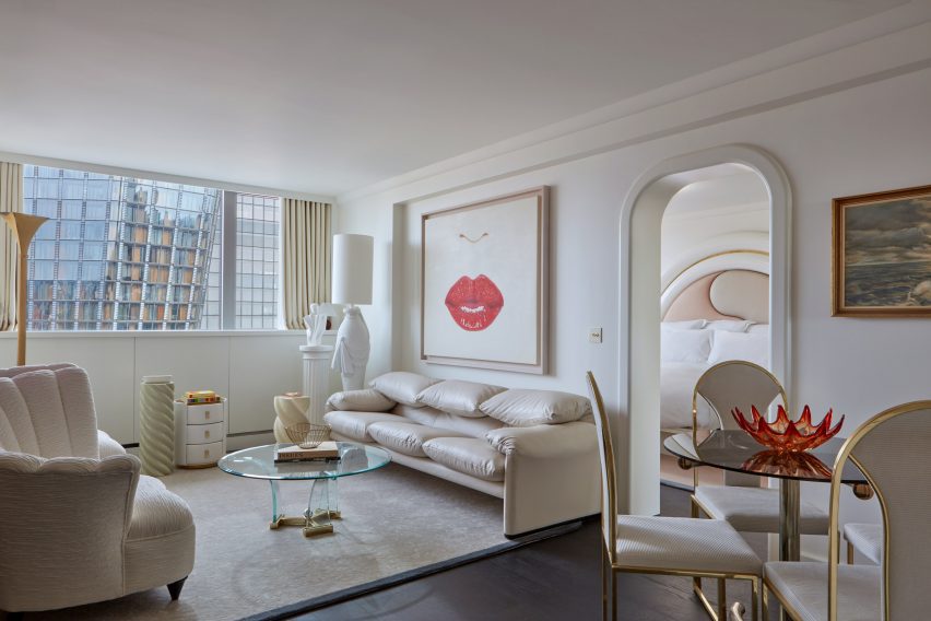 19080s styled apartment with leather sofa