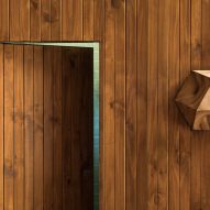 Wood-panelled 1970s-style interior
