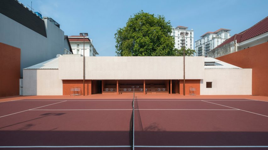At the rear of the project is a sunken tennis court