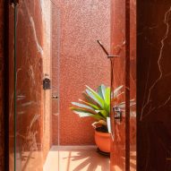 Terracotta marble shower
