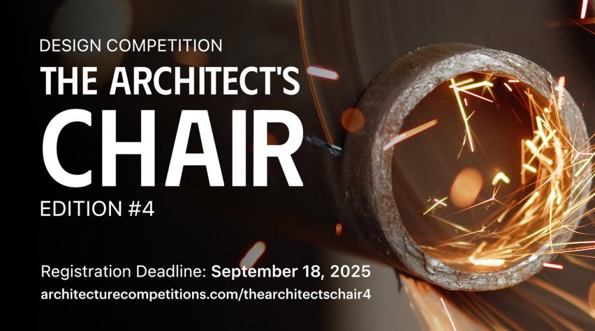 a poster for a design competition in tones of brown and grey with white text