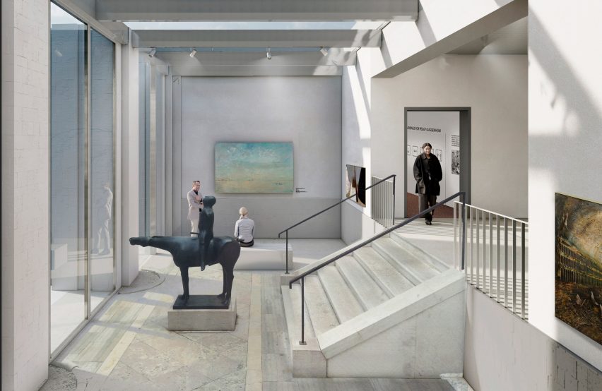 a visualisation of the interior of an art gallery