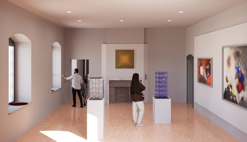 a visualisation of the interior of an art exhibition