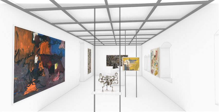 a visualisation of the interior of a gallery space