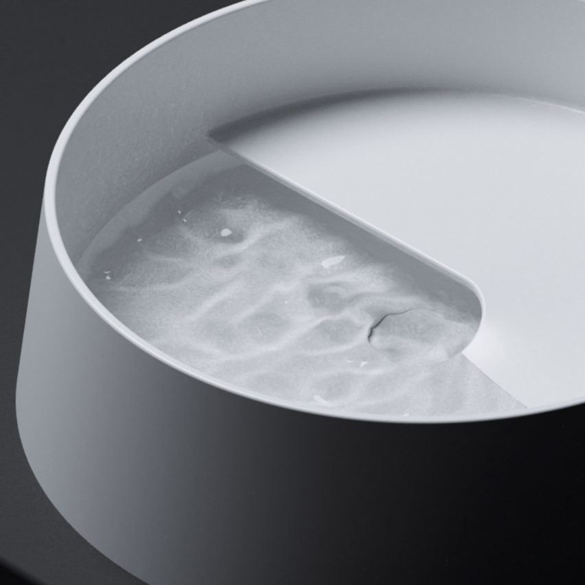 Close-up image of the Volta washbasin showing just the bottom half filled with water