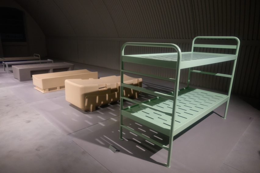 Prison beds in a Milan exhibition