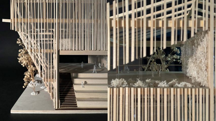 a montage of photographs of an architectural model