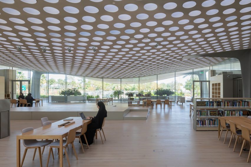 Perforated roof above office space