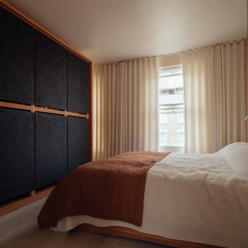 Bedroom interior at Ray House in Hackney