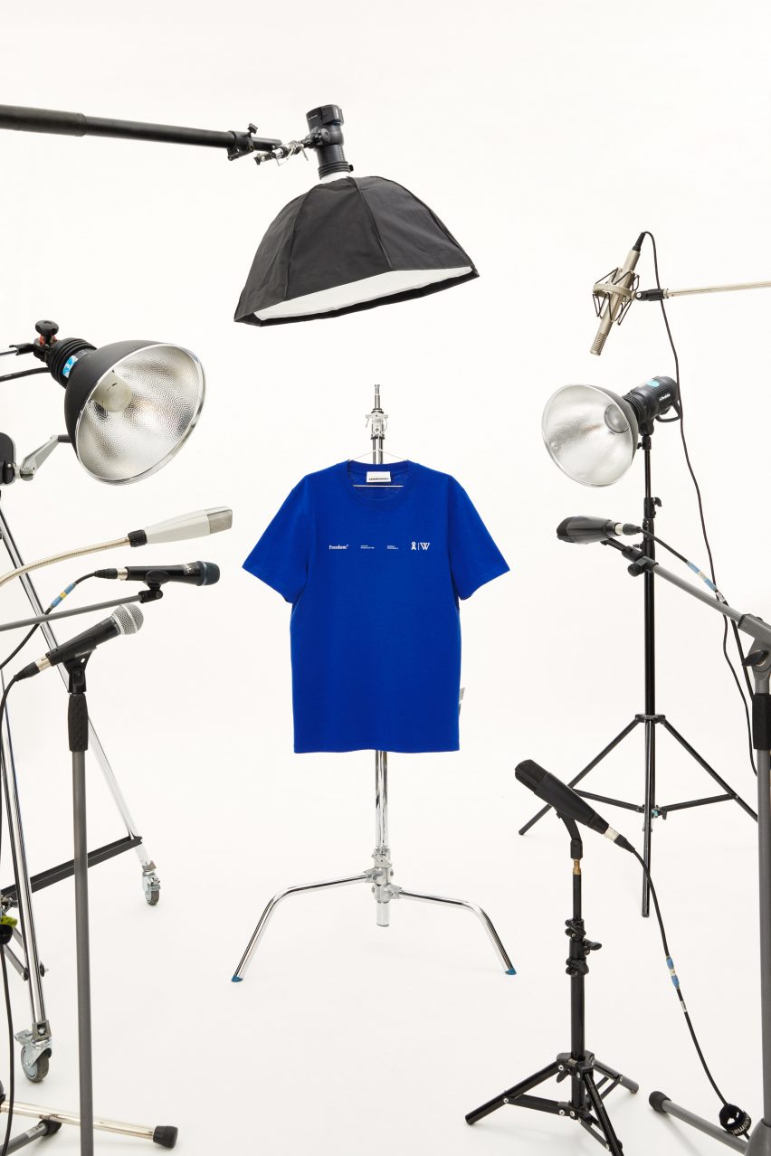 Blue T-shirt from streetwear collection by Wikimedia Foundation and Armedangels 