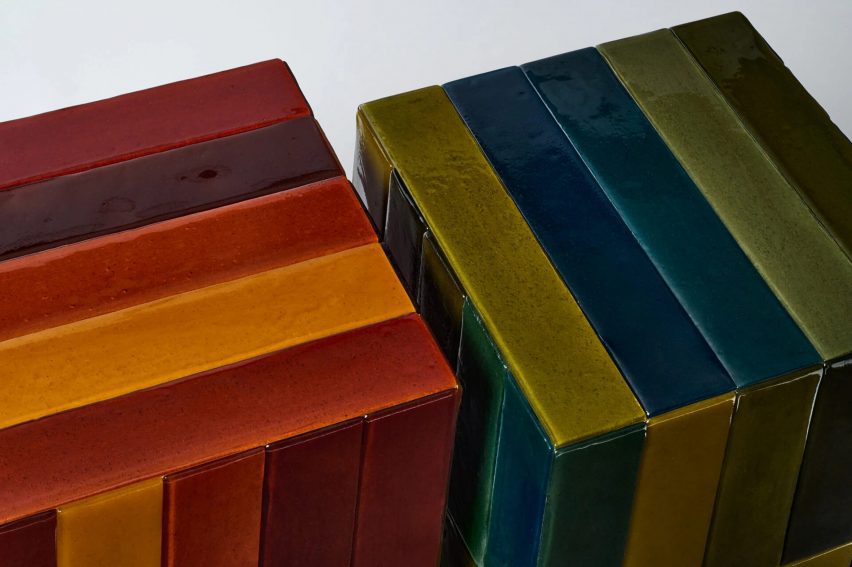 SO-Colored stools by We+ with microalgae tiles