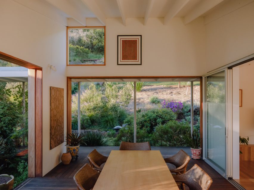 Dining room with large sliding doors