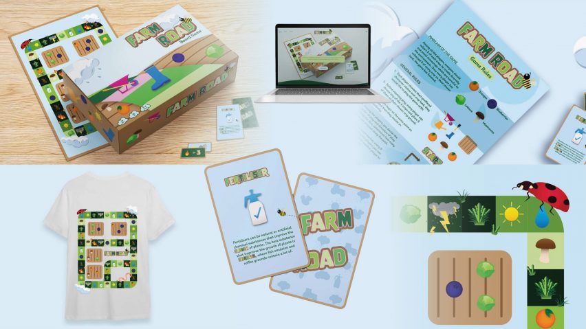 a moodboard of a graphic design project presenting a board game proposal