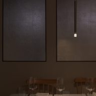 Light pendant hanging from ceiling