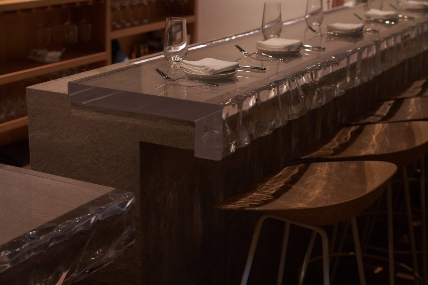 Glass covered bar