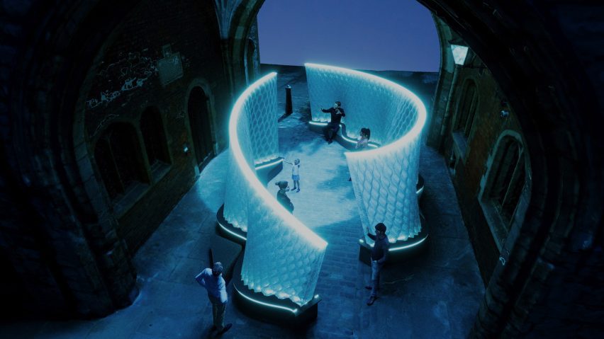 Aerial view of Arthur Mamou-Mani's Harmonic Tides installation
