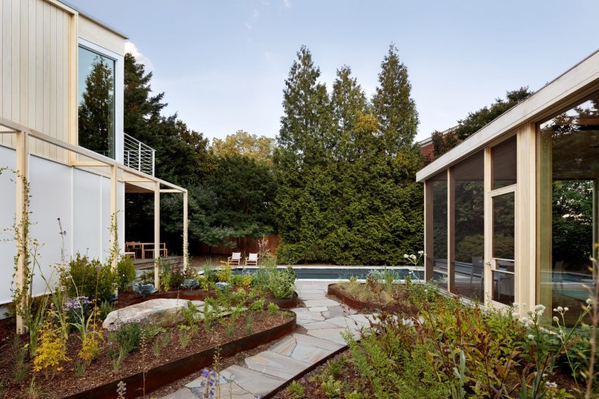 House centered around private meadow