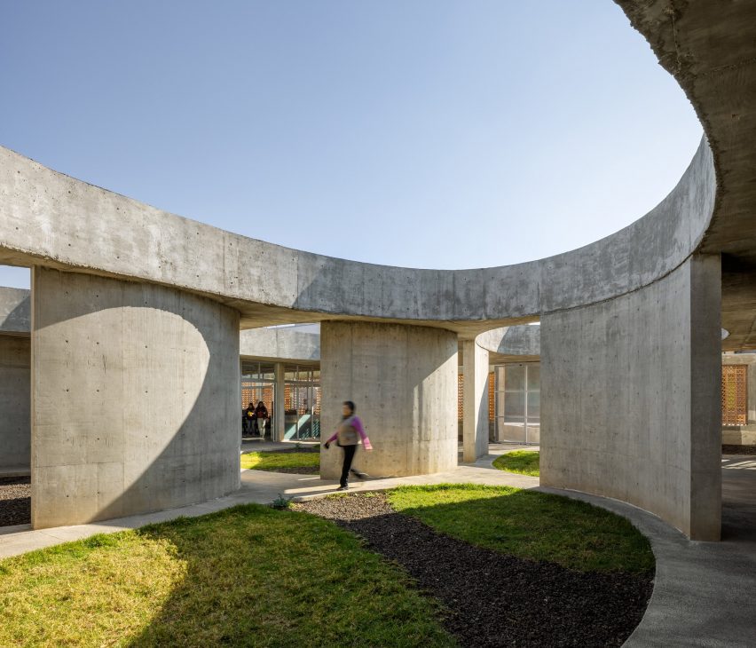 Concrete block facade