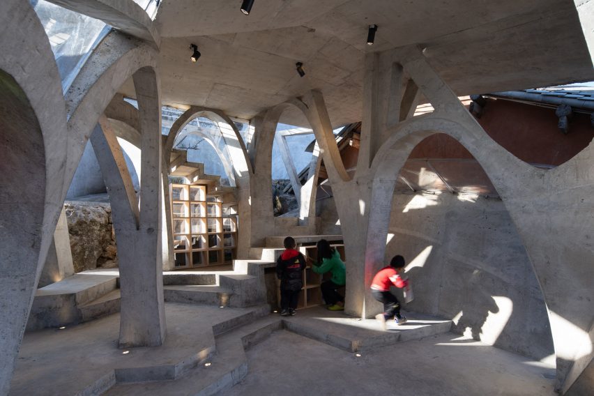 Interior view of reading space by Kong Xiangwei Studio