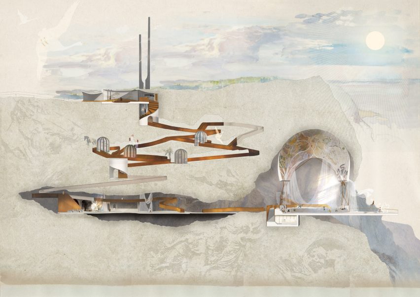 a visualisation of a plan for a centre that celebrates irish culture