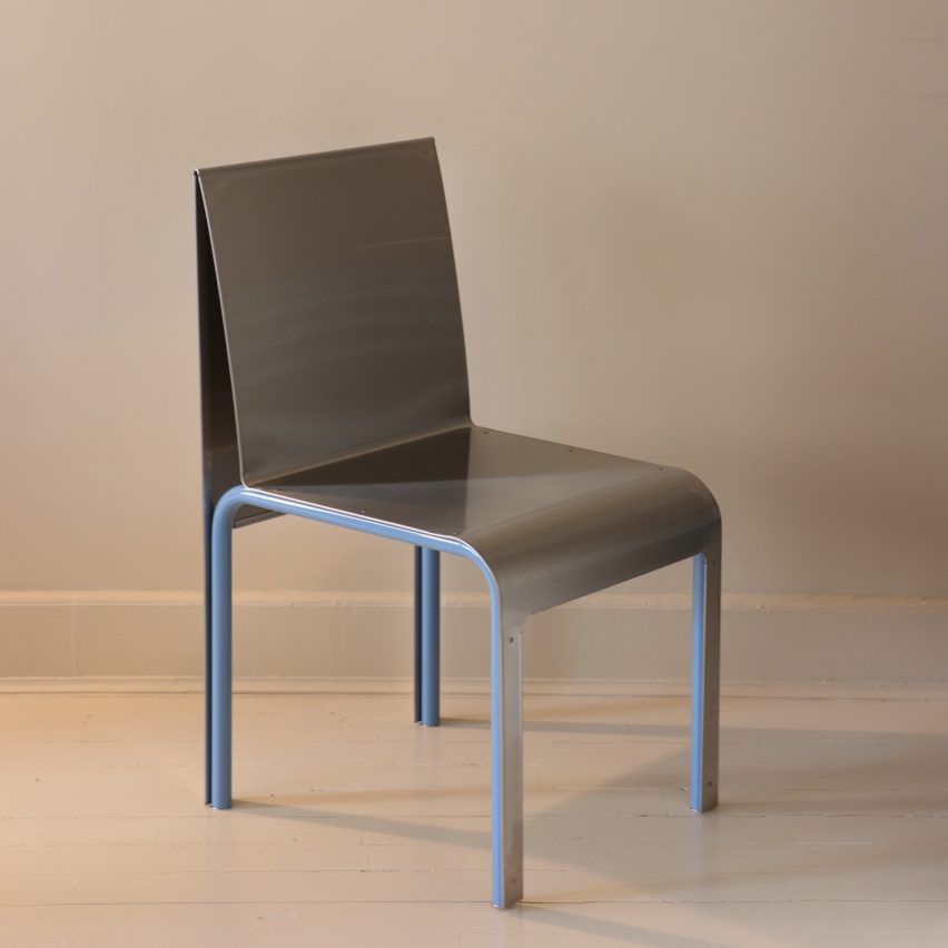 Stainless steel chair wrapped over powder-coated tubing