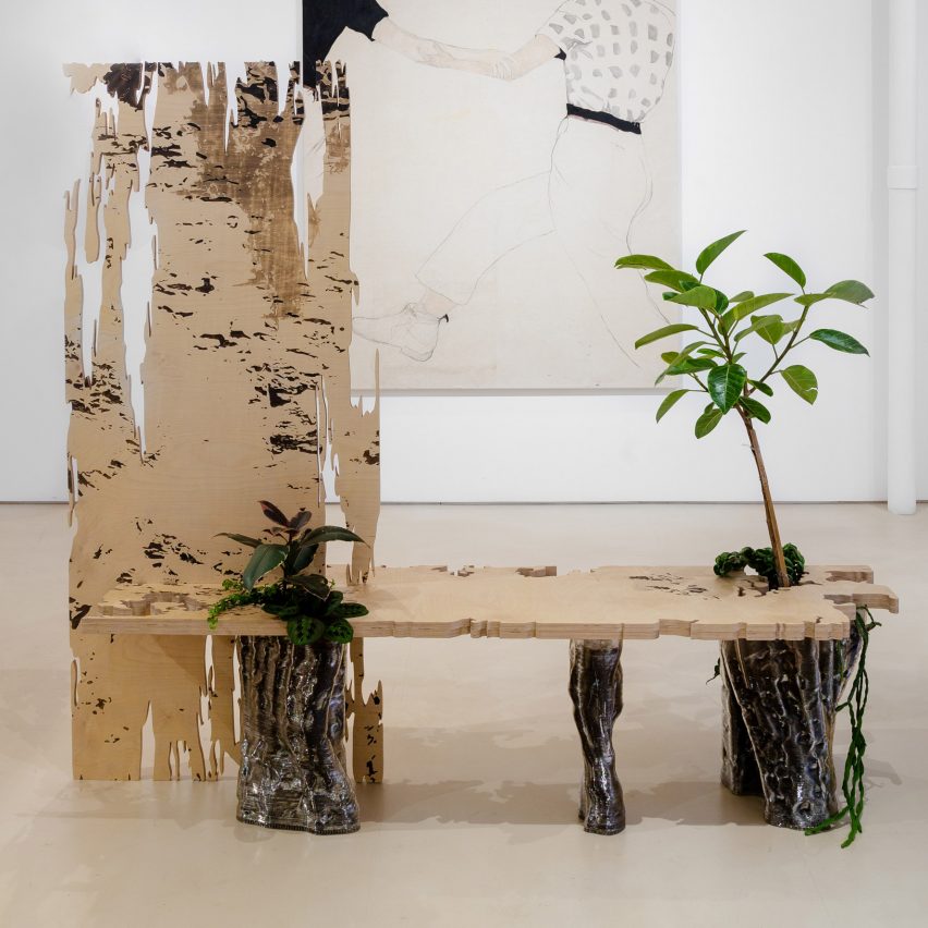 Bench with planters