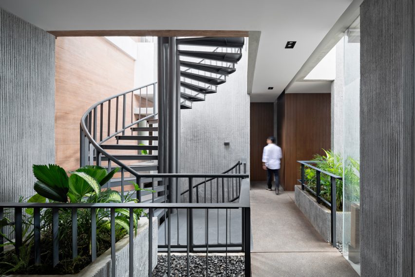View of circulation space within the Sagehaus Office Garden by RAD+ar