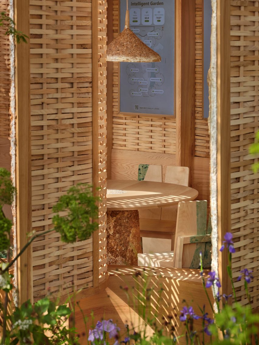Interior of wooden pavilion