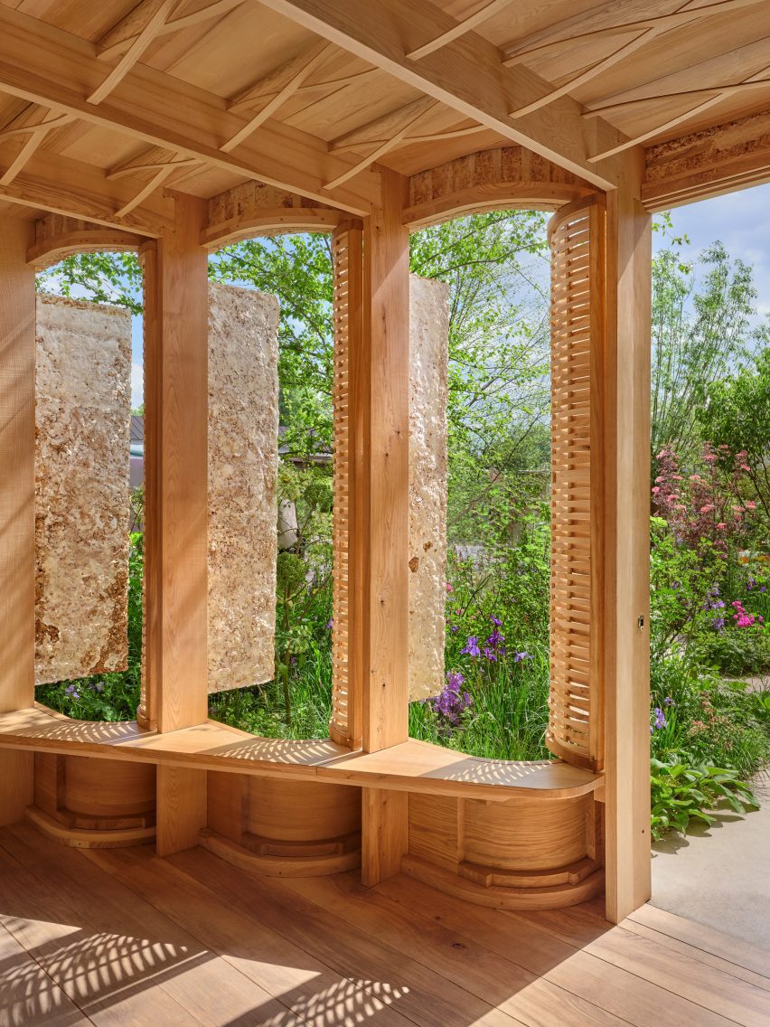 Interior of mycelium pavilion