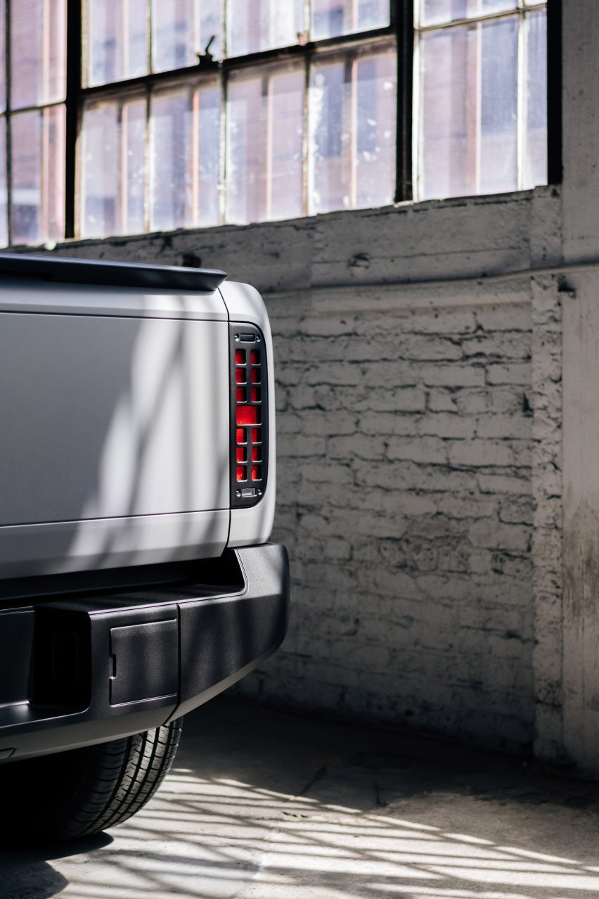 Close-up photo of the rear of the Slate Truck and tail light