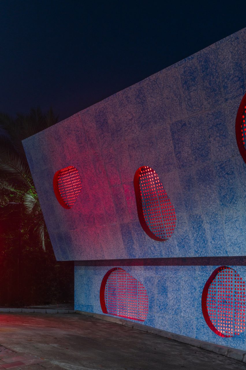 Facade of Self Care Community Centre in Jakarta by Space Available, Sidarta and Sandaja and Andika Wahyu at night