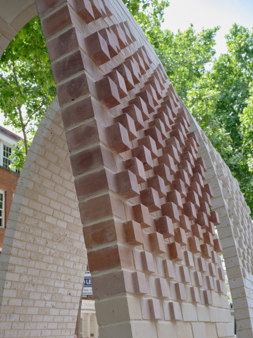 Stone brick arches at Clerkenwell Design Week by Hawkins\Brown and Webb Yates
