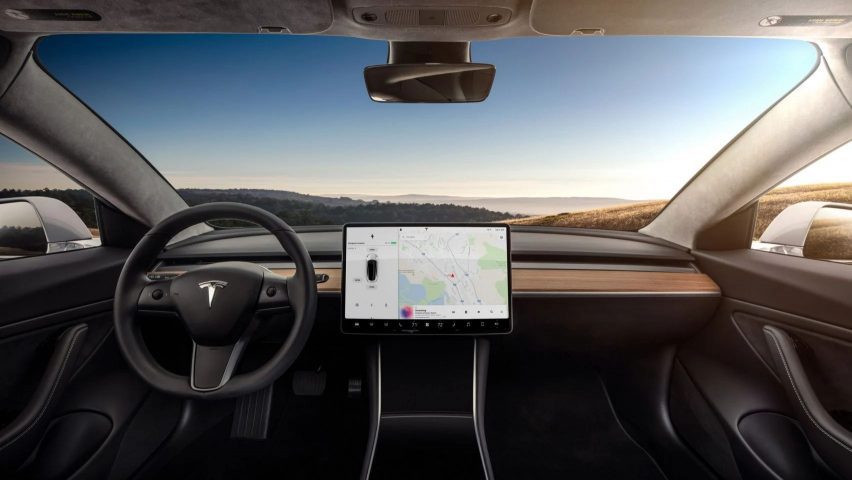 Tesla model 3 with screen dashboard