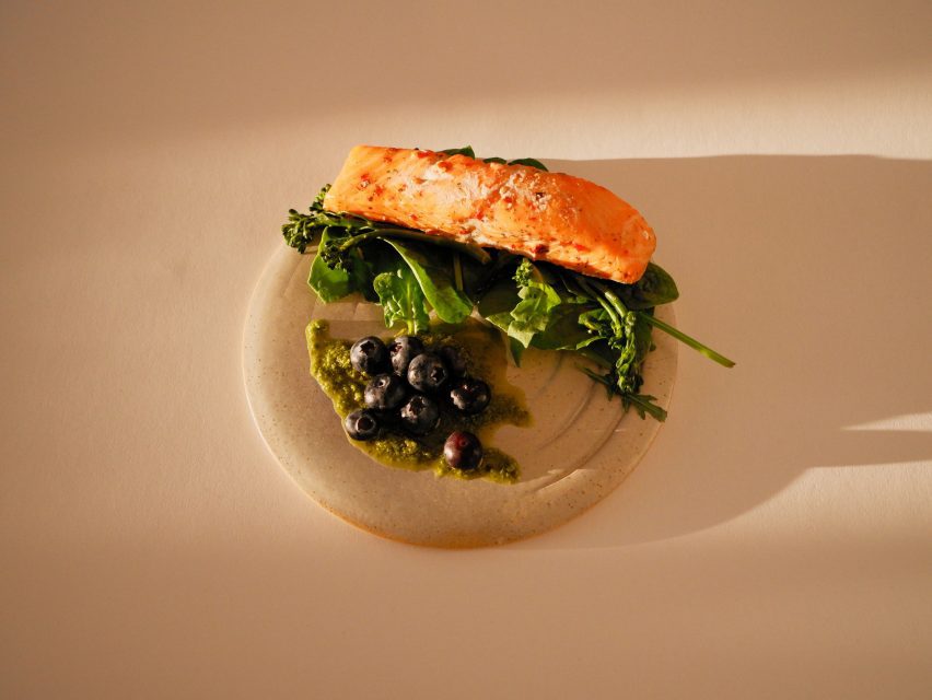 Photo of a fillet of salmon along with vegetables on a plate