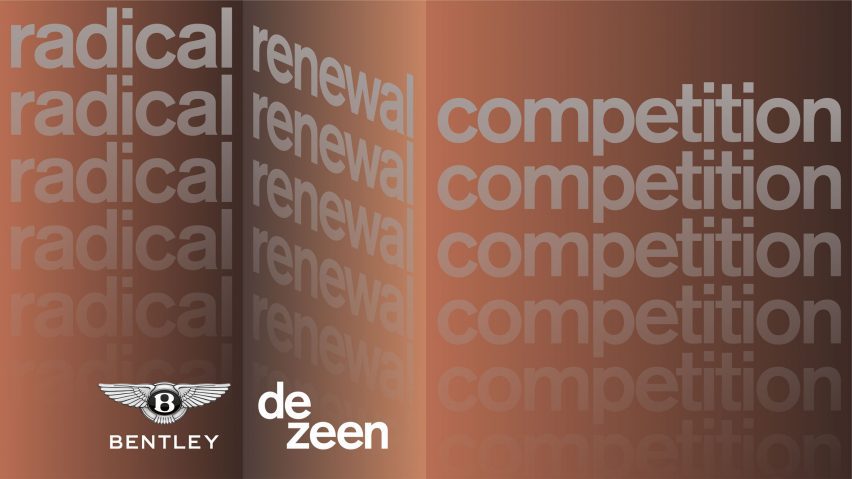 Graphic identity of Dezeen and Bentley's Radical Renewal Competition in brown
