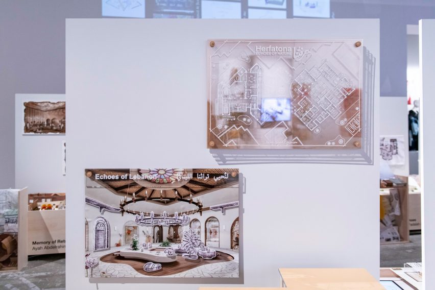 Photo of a display with two prints