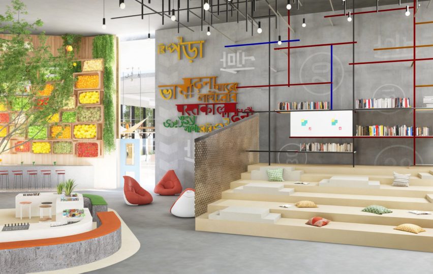 a visualisation of a community space for construction workers
